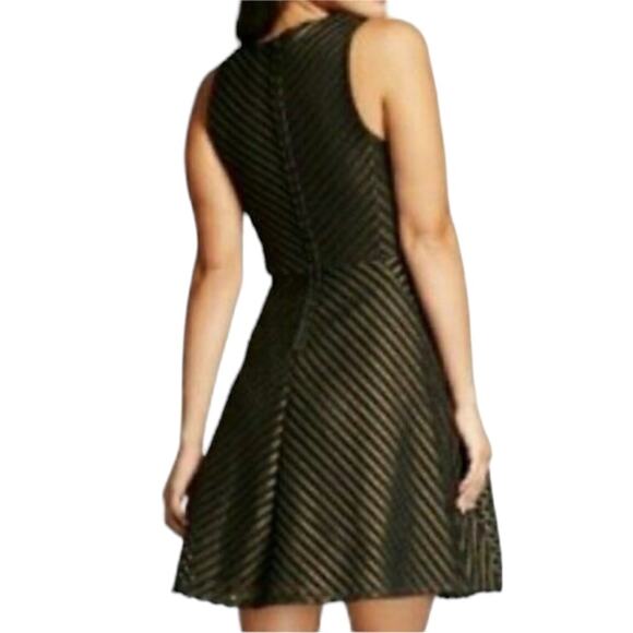 Mossimo Black and Metallic Gold V-Neck Sleeveless Fit and Flare Dress - Picture 2 of 6